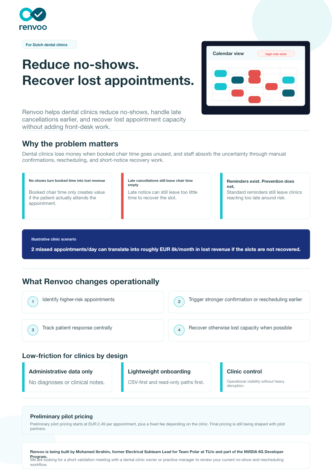 Preview van de Renvoo clinic one-pager